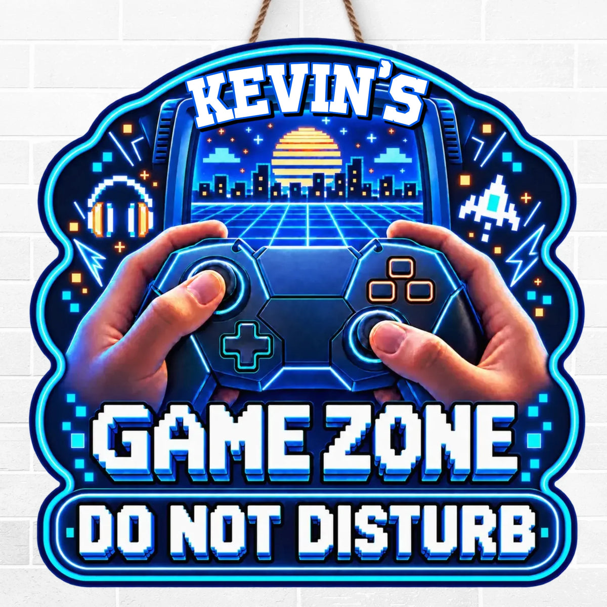 Custom Retro Controller Game Zone Gamer Decor - Personalized Wood Sign