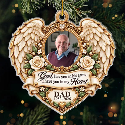 Personalized Memorial Heart Wings Christmas Ornament