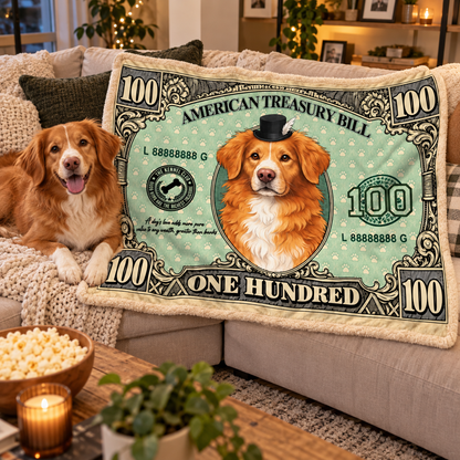 Personalized Pet 100 Dollar Bill Throw Blanket