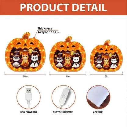 Custom Spooky Pumpkin Cats Light Box