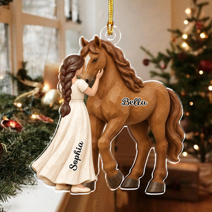 Personalized Girl and Horse Christmas Acrylic Ornament
