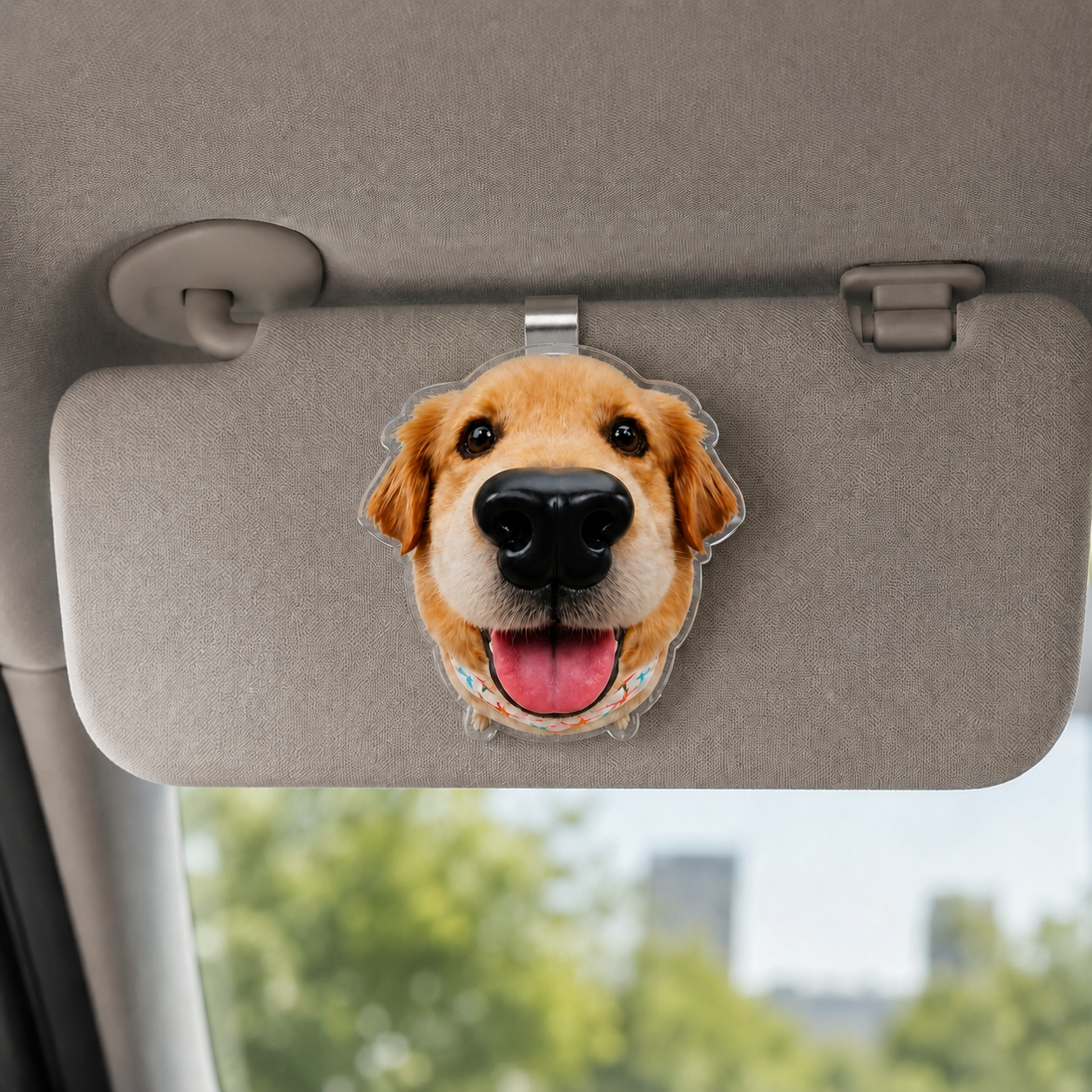 Custom Photo Puppy Nose Car Visor Clip