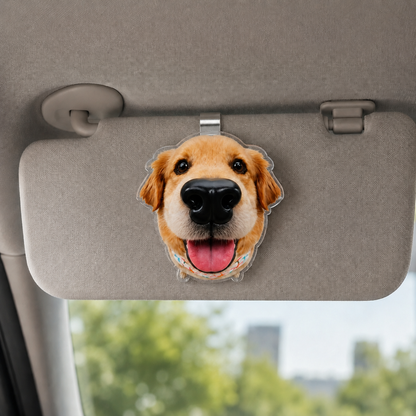 Custom Photo Puppy Nose Car Visor Clip