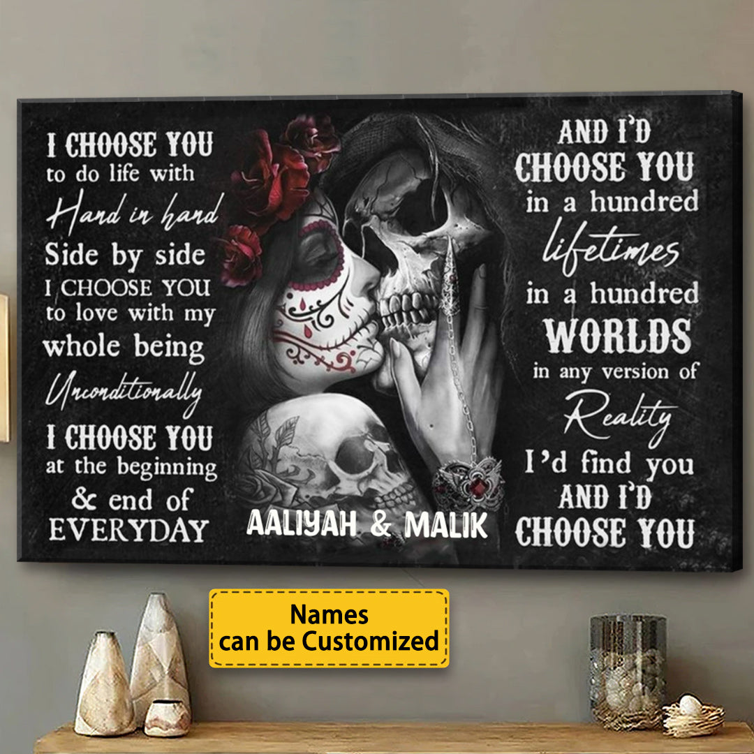 Personalized I Choose You Gothic Love Canvas