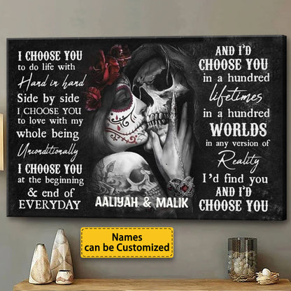 Personalized I Choose You Gothic Love Canvas