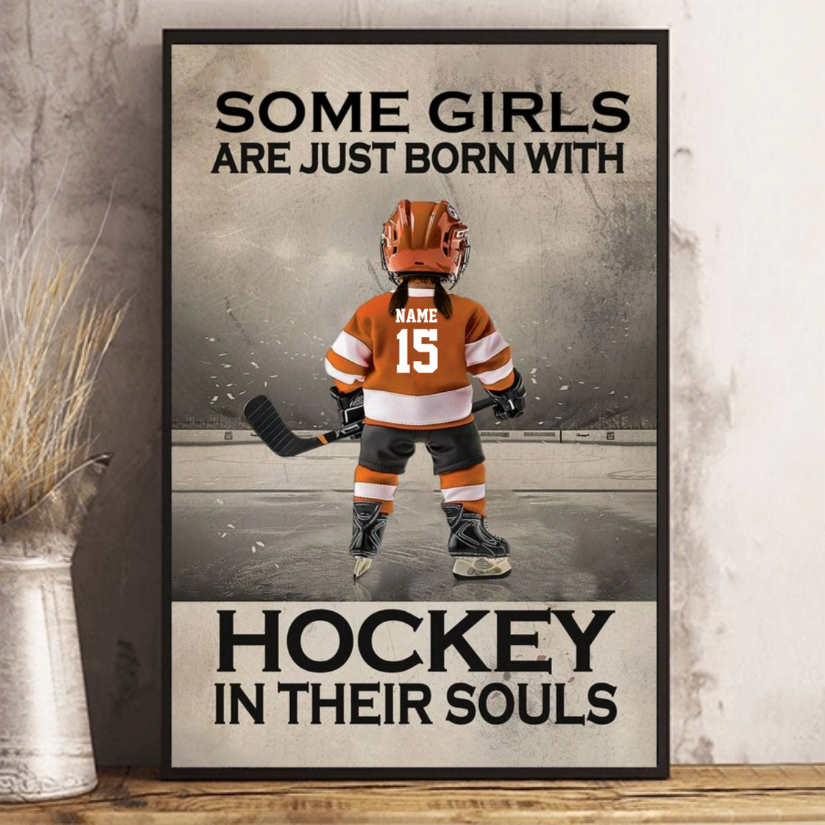 Personalized Born With Hockey Kid Poster or Canvas