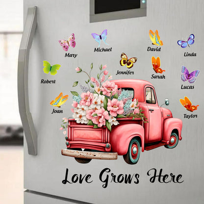 Personalized Pink Floral Truck Sticker with Butterflies - Custom Gift for Grandma