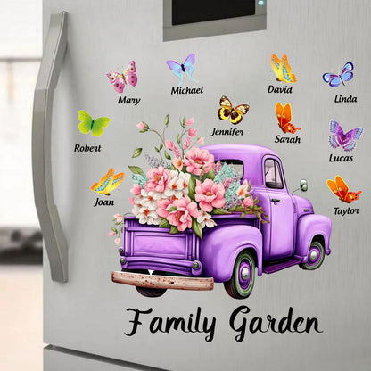 Personalized Pink Floral Truck Sticker with Butterflies - Custom Gift for Grandma