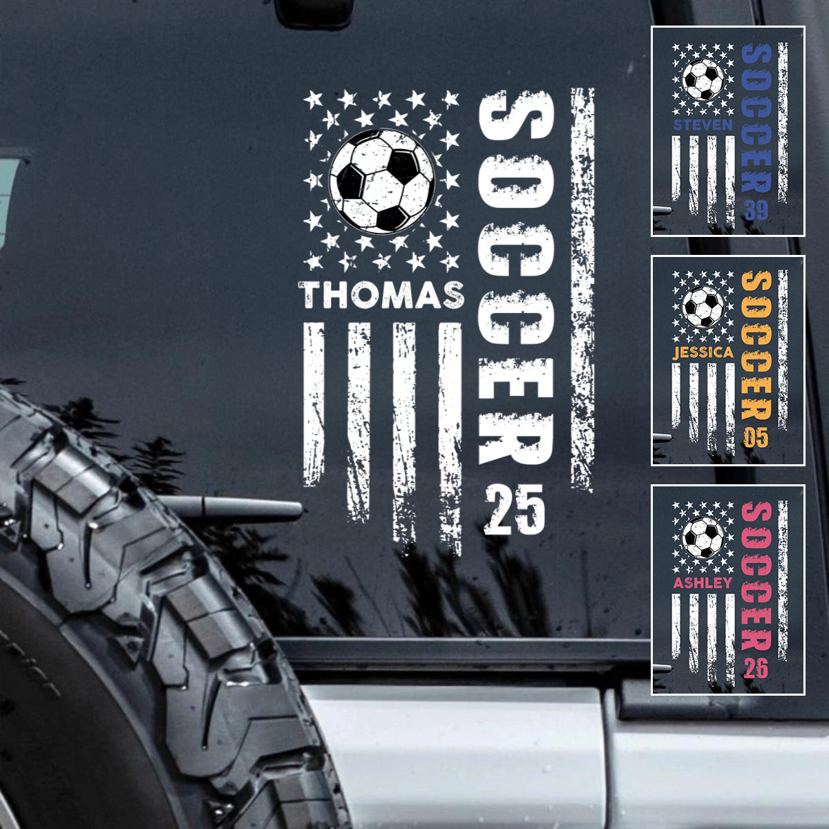 Personalized Soccer Sticker - Custom Name Number Decal