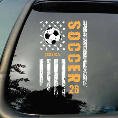 Personalized Soccer Sticker - Custom Name Number Decal