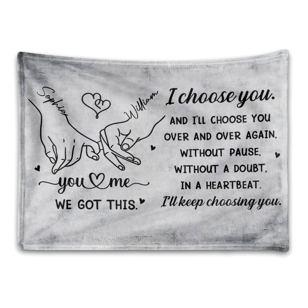 Personalized I Choose You Holding Hands Blanket