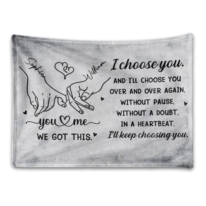 Personalized I Choose You Holding Hands Blanket