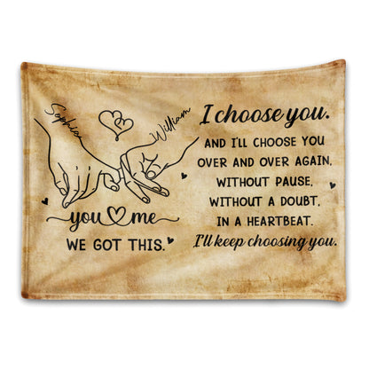 Personalized I Choose You Holding Hands Blanket
