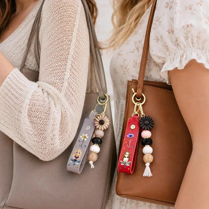 Personalized Birth Flower Daisy Beaded Keychain