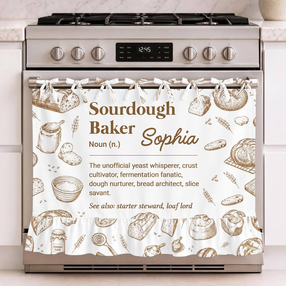 Personalized Sourdough Baker Noun Definition Oven Skirt Curtain