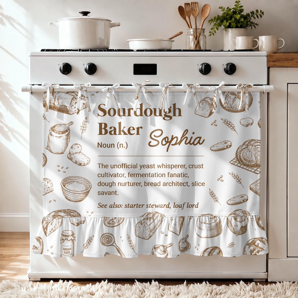 Personalized Sourdough Baker Noun Definition Oven Skirt Curtain