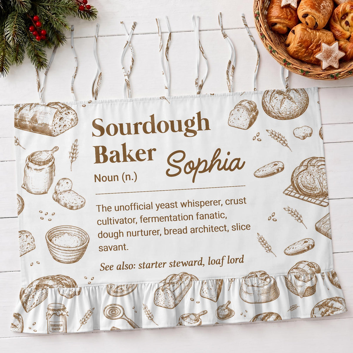 Personalized Sourdough Baker Noun Definition Oven Skirt Curtain