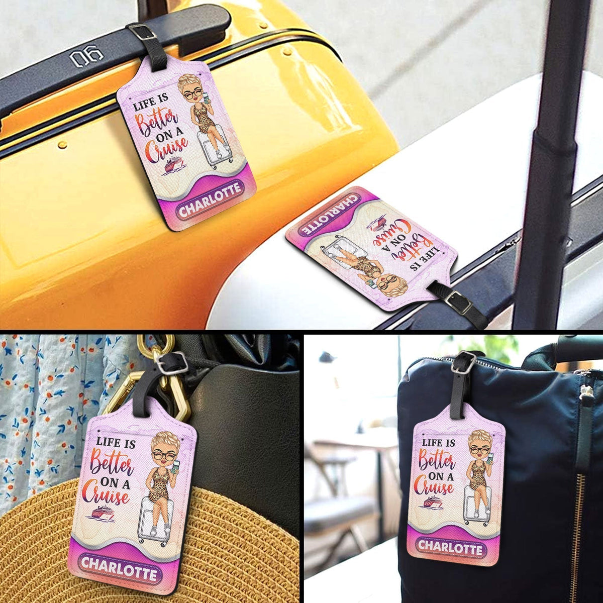 Personalized Travel Lover Name Leather Luggage Tag