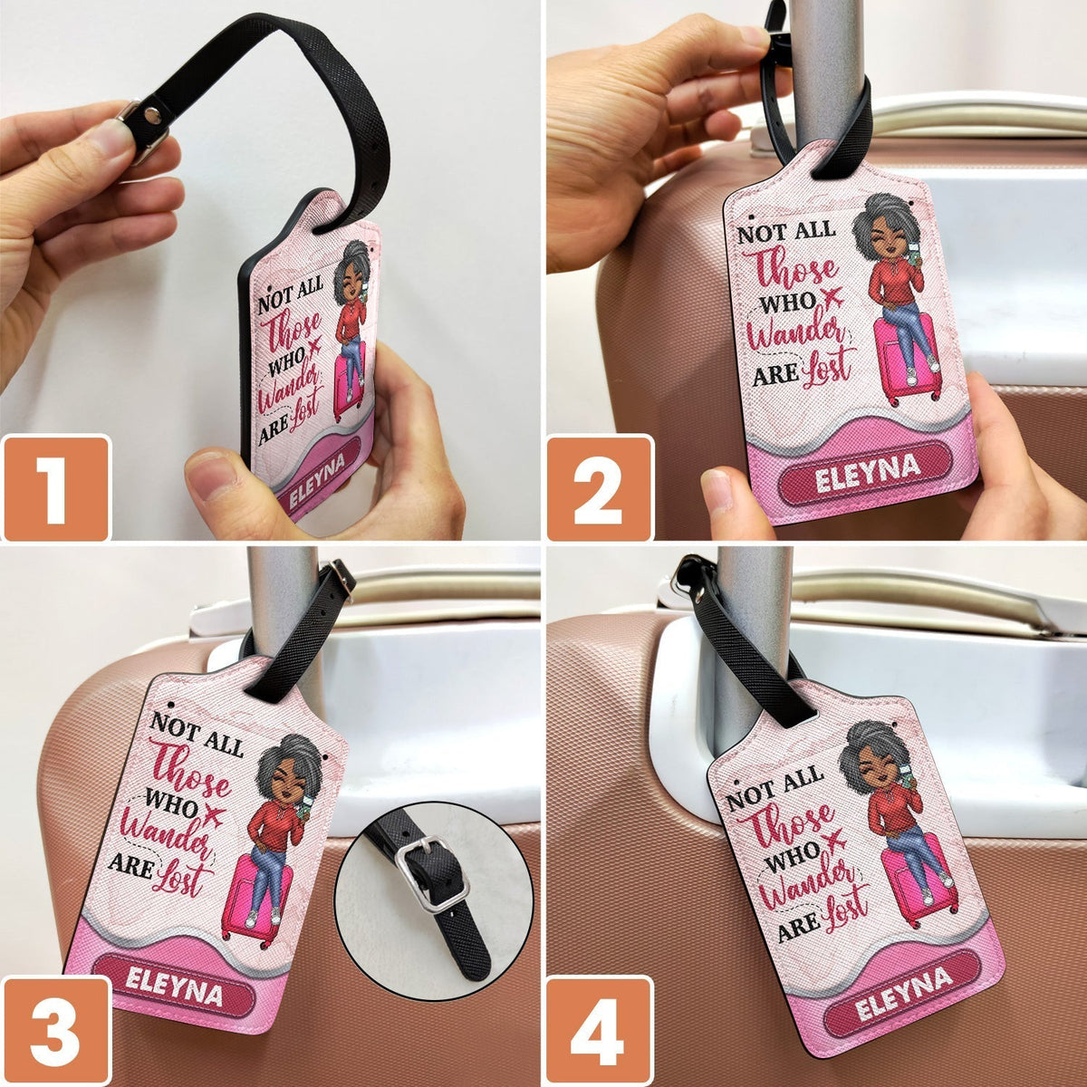 Personalized Travel Lover Name Leather Luggage Tag