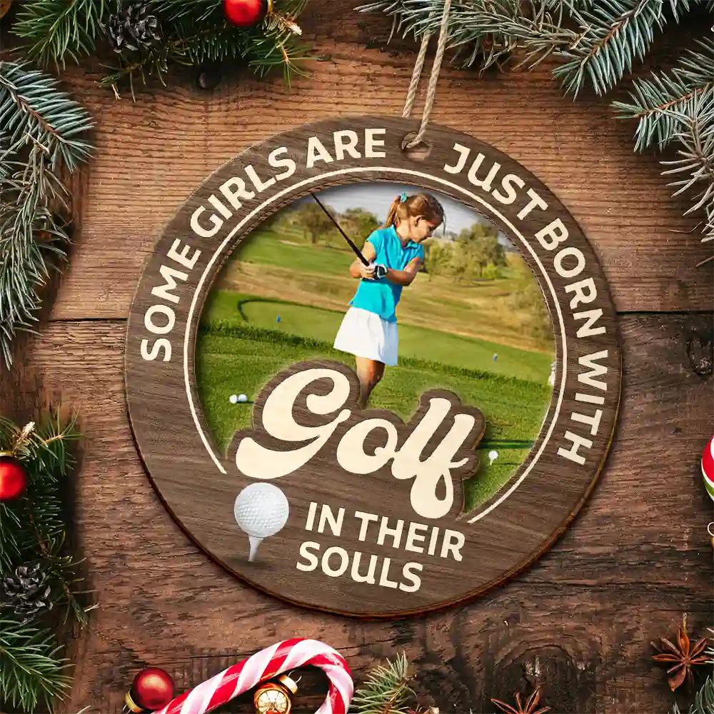 Born With Sports In Their Souls Custom Photo Wooden Ornament - Personalized Youth Athlete Keepsake Gift