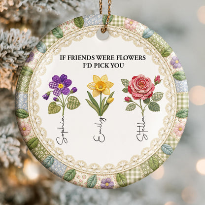 It Takes A Long Time To Grow Old Friends Birth Flowers - Personalized Custom Ceramic Ornament With Round Shape - BST945_RCE