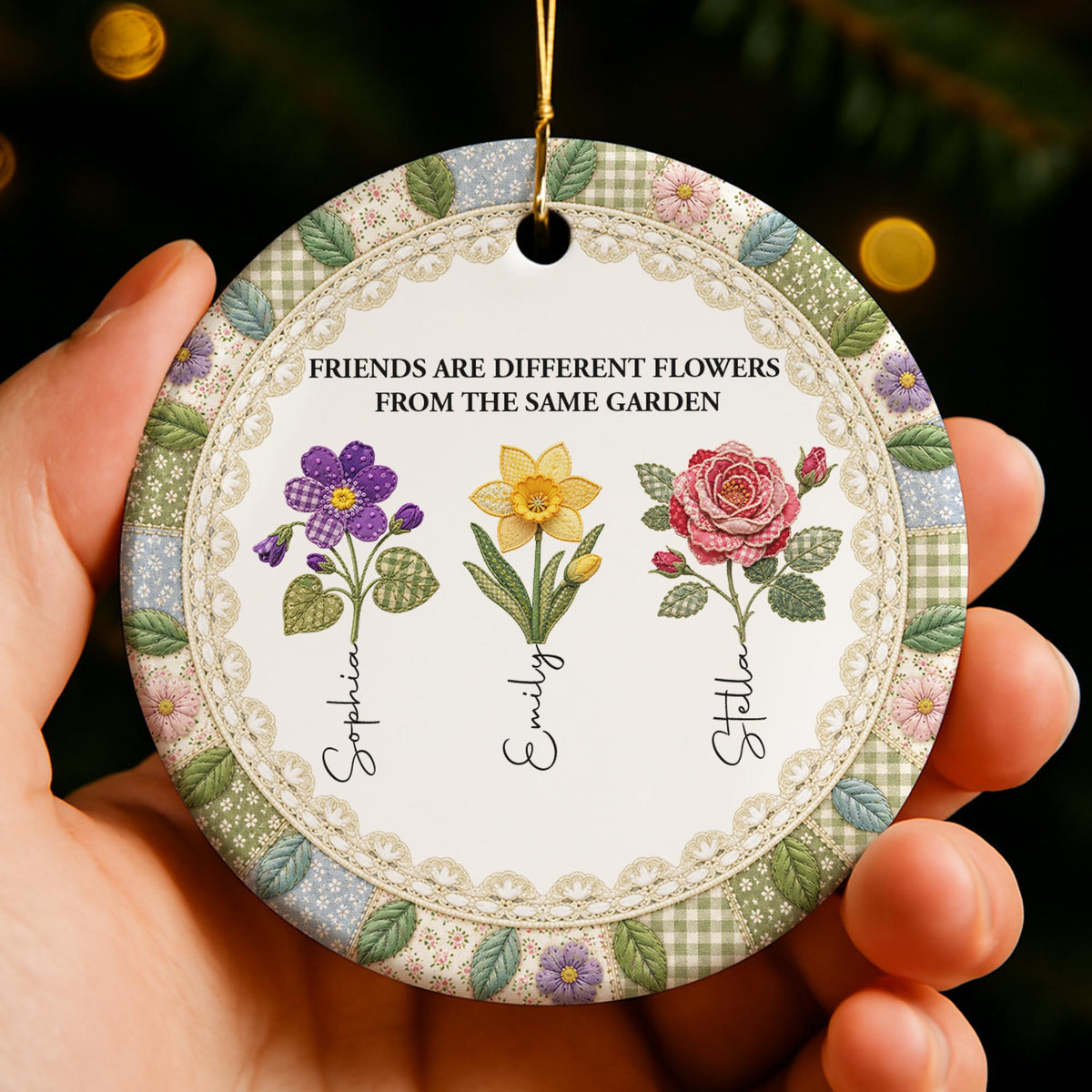 It Takes A Long Time To Grow Old Friends Birth Flowers - Personalized Custom Ceramic Ornament With Round Shape - BST945_RCE