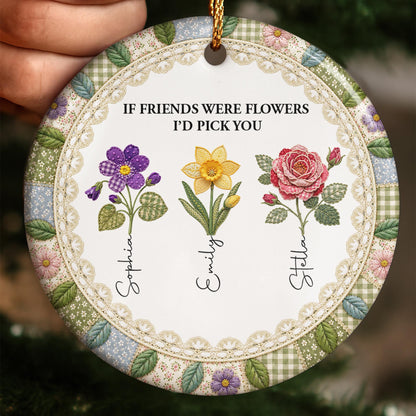 It Takes A Long Time To Grow Old Friends Birth Flowers - Personalized Custom Ceramic Ornament With Round Shape - BST945_RCE
