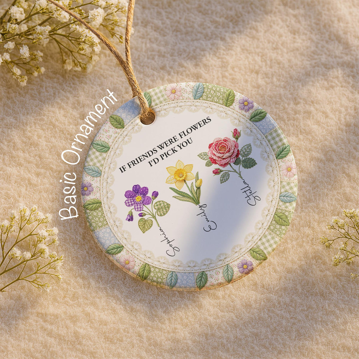 It Takes A Long Time To Grow Old Friends Birth Flowers - Personalized Custom Ceramic Ornament With Round Shape - BST945_RCE