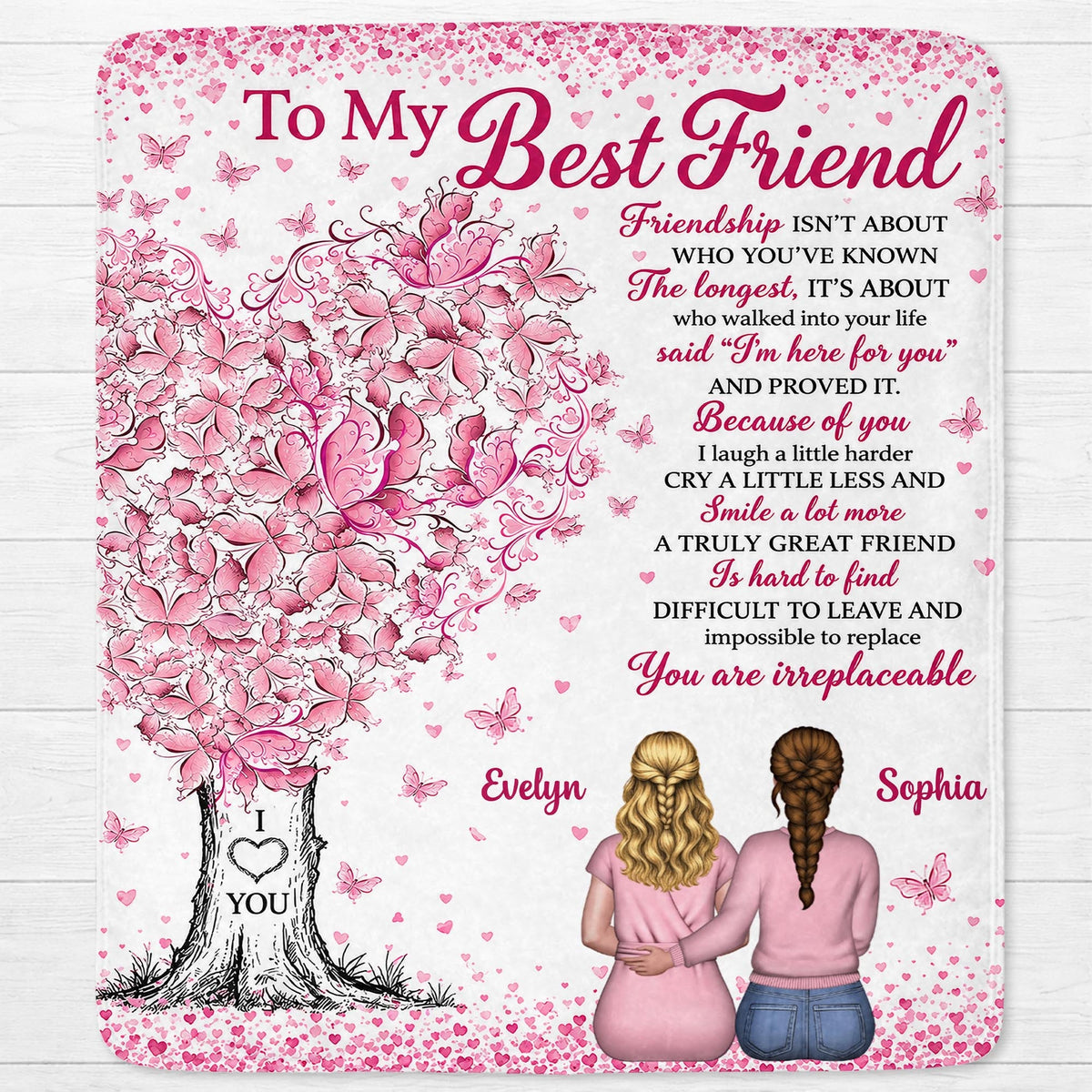 Personalized Butterfly Tree Best Friend Blanket