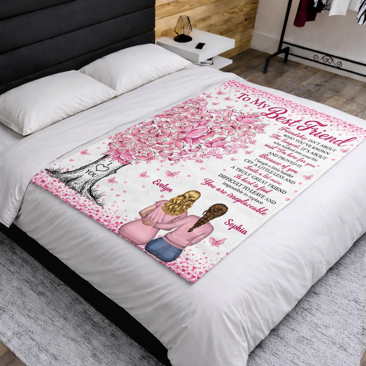 Personalized Butterfly Tree Best Friend Blanket