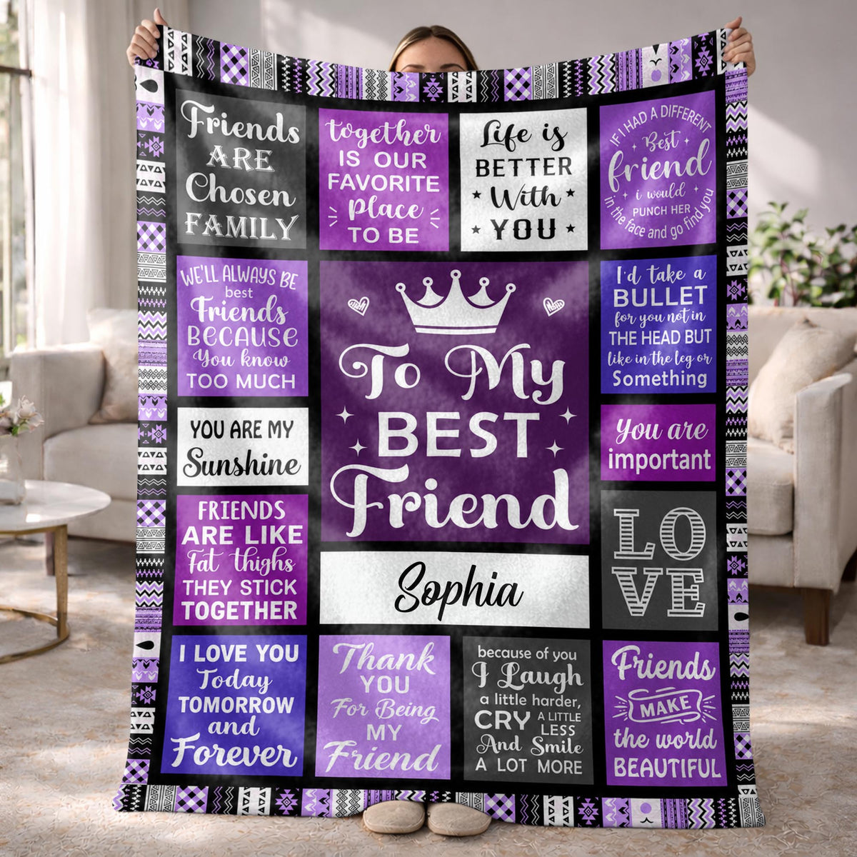 Custom Best Friend Crowns Friendship Blanket