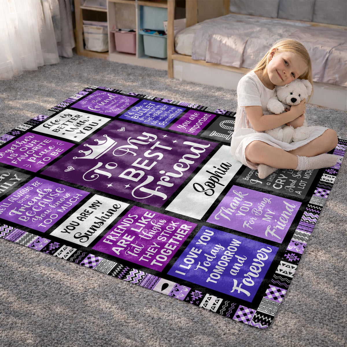 Custom Best Friend Crowns Friendship Blanket