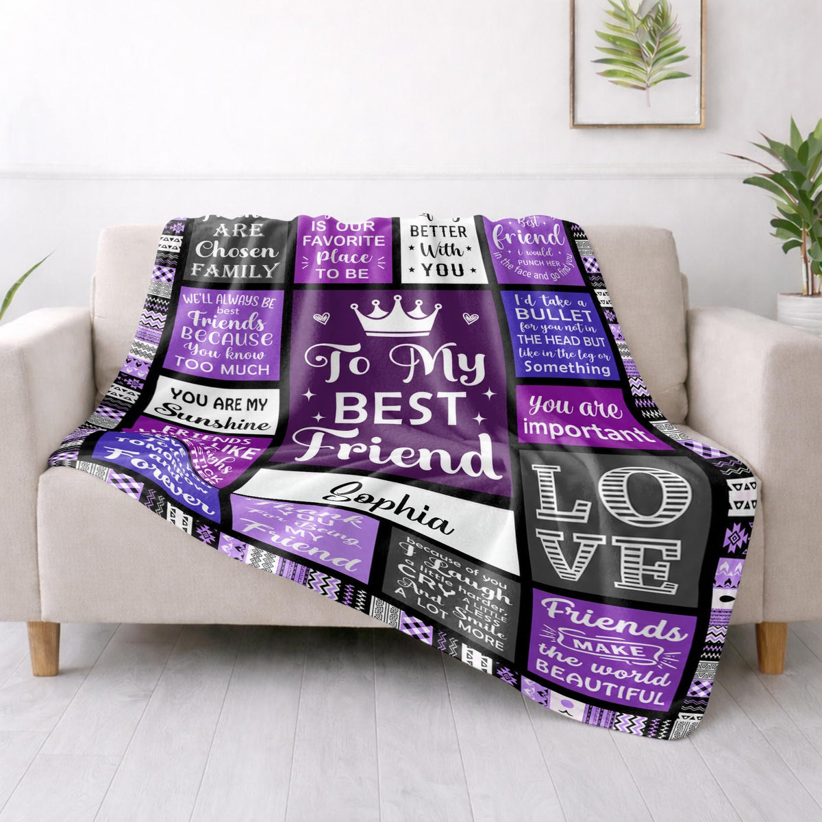 Custom Best Friend Crowns Friendship Blanket