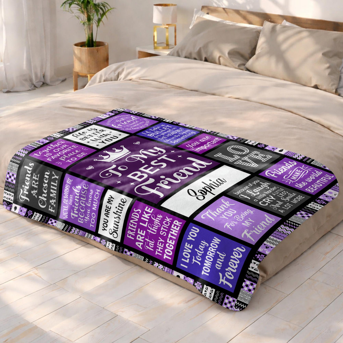 Custom Best Friend Crowns Friendship Blanket