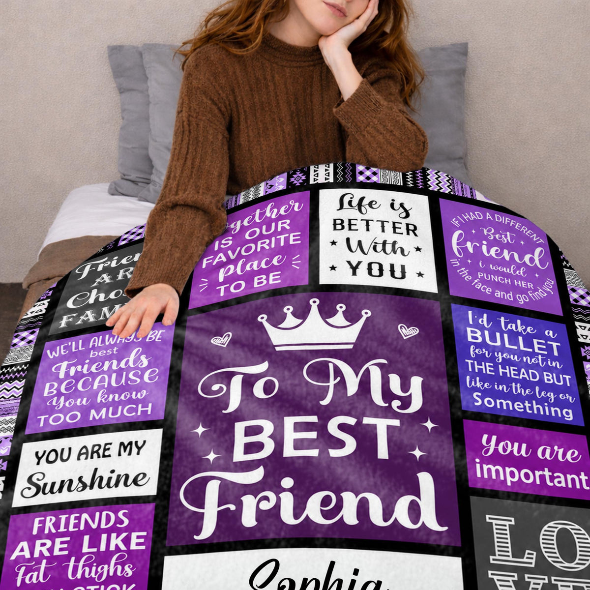 Custom Best Friend Crowns Friendship Blanket