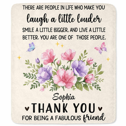 Laugh A Little Louder Smile A Little Bigger Floral Butterfly Thank You Friend - Personalized Custom Blanket - BST966_BLK
