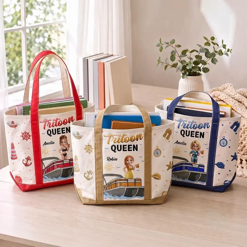 Custom Pontoon Queen Tote Bag