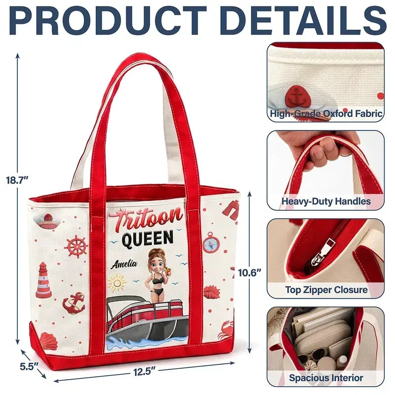 Custom Pontoon Queen Tote Bag