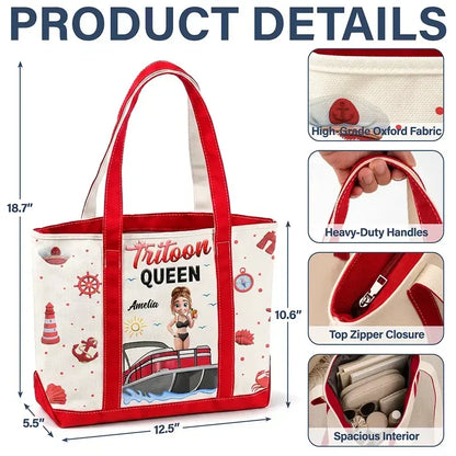 Custom Pontoon Queen Tote Bag