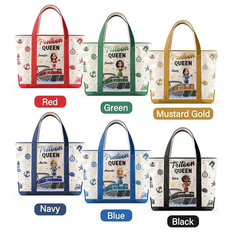 Custom Pontoon Queen Tote Bag