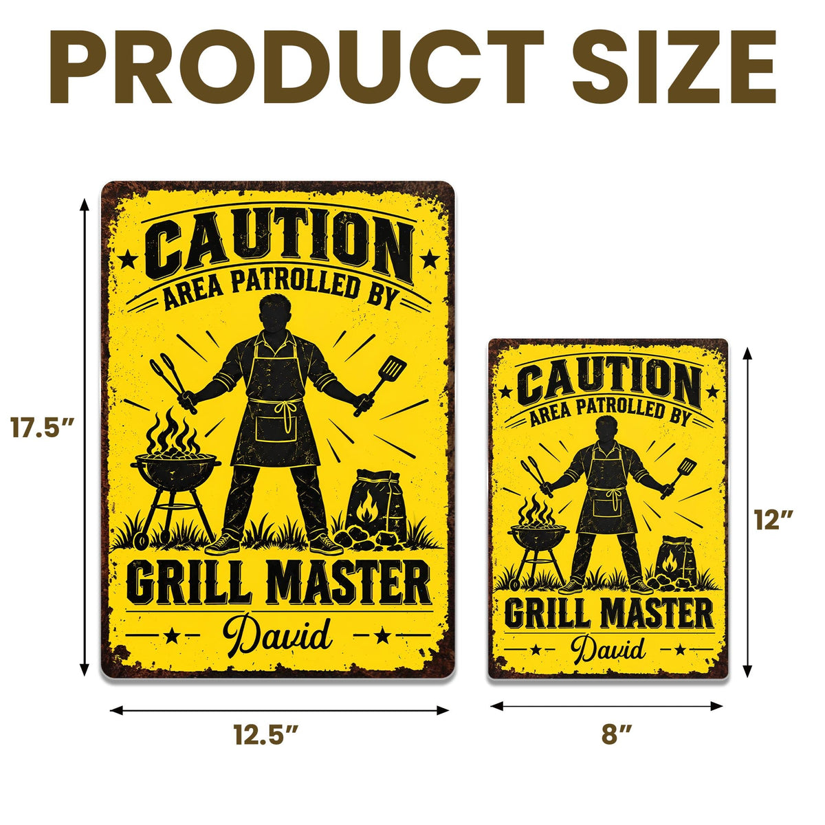 Personalized Grill Master Area Patrolled Metal Sign
