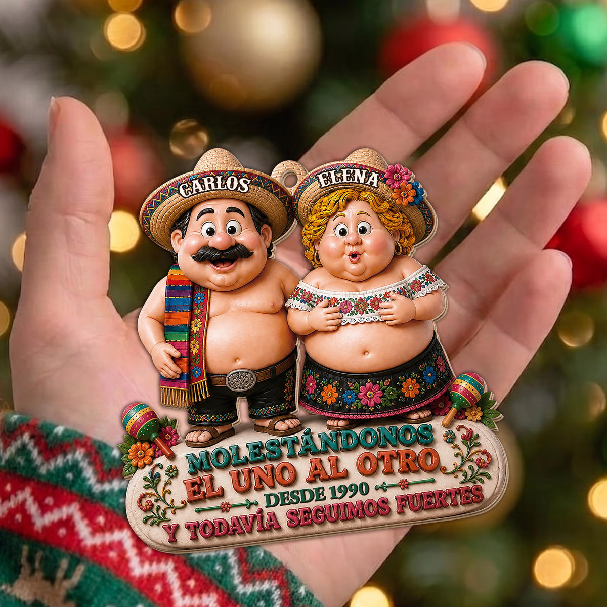 Personalized Annoying Each Other Still Strong Couple Wood Ornament