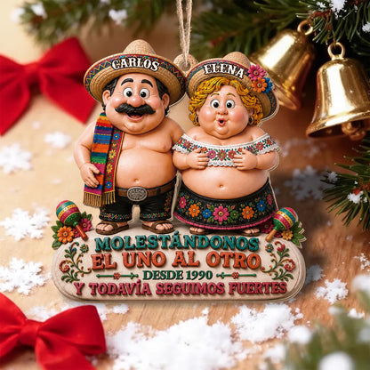 Personalized Annoying Each Other Still Strong Couple Wood Ornament