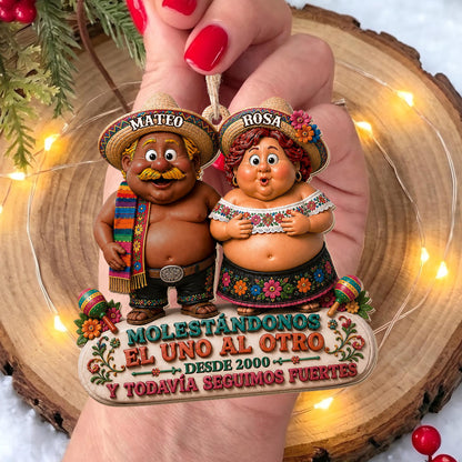 Personalized Annoying Each Other Still Strong Couple Wood Ornament