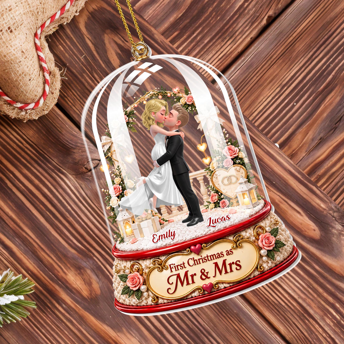 Personalized First Christmas Mr and Mrs Acrylic Ornament