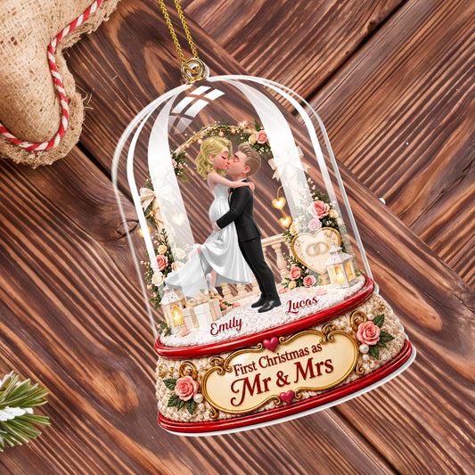 Personalized First Christmas Mr and Mrs Acrylic Ornament