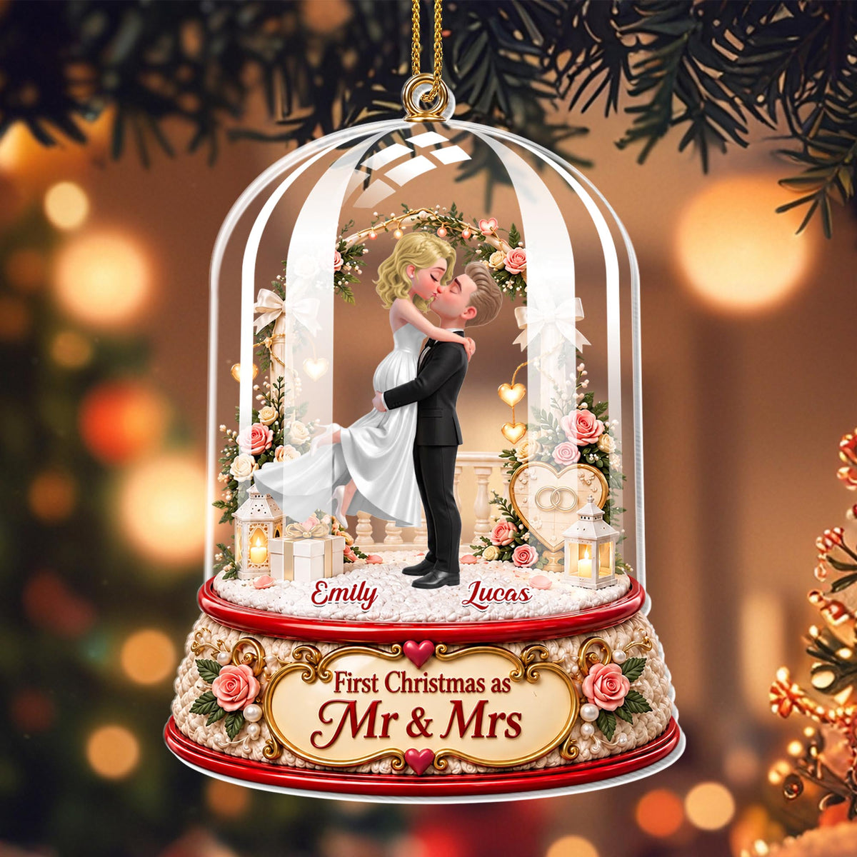 Personalized First Christmas Mr and Mrs Acrylic Ornament