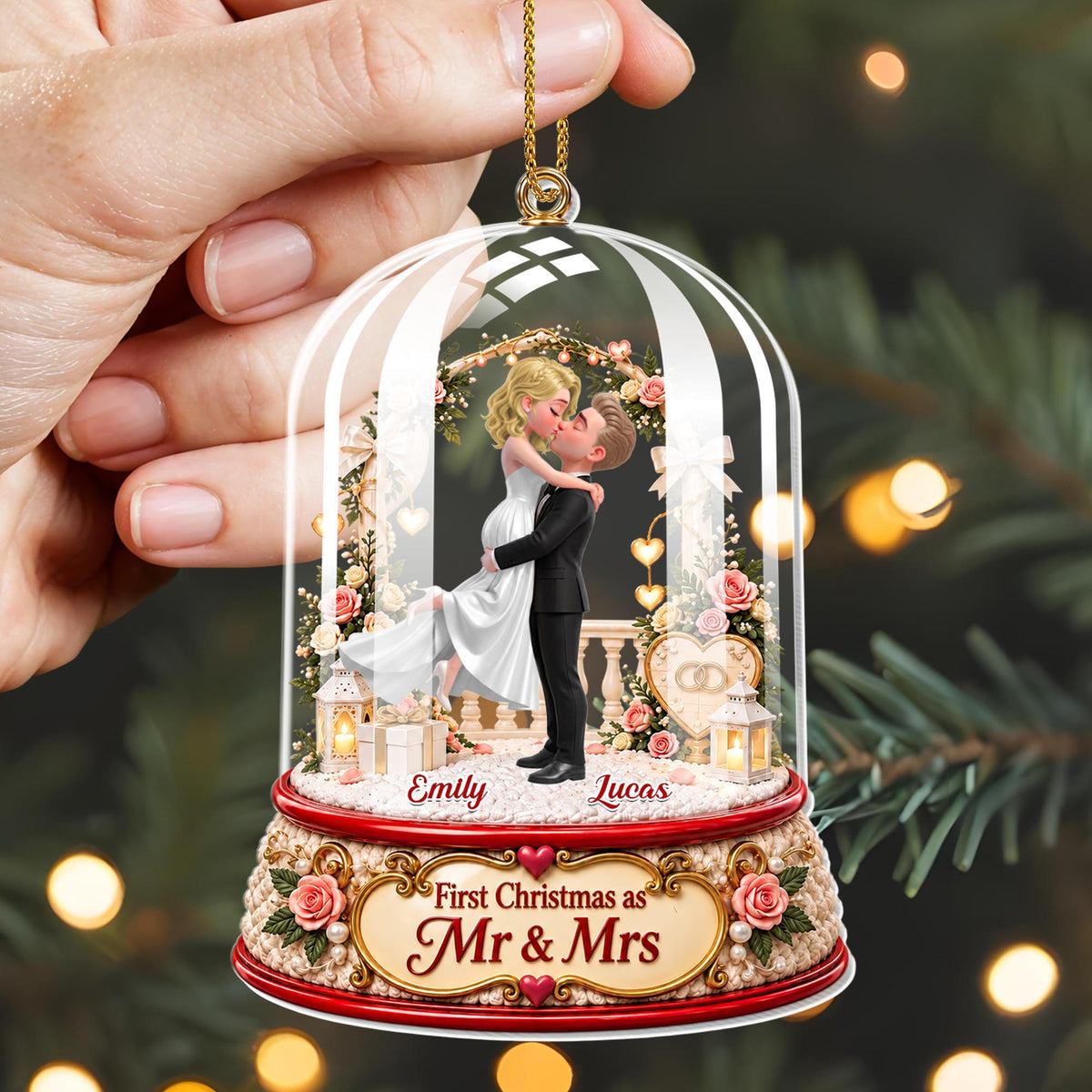 Personalized First Christmas Mr and Mrs Acrylic Ornament