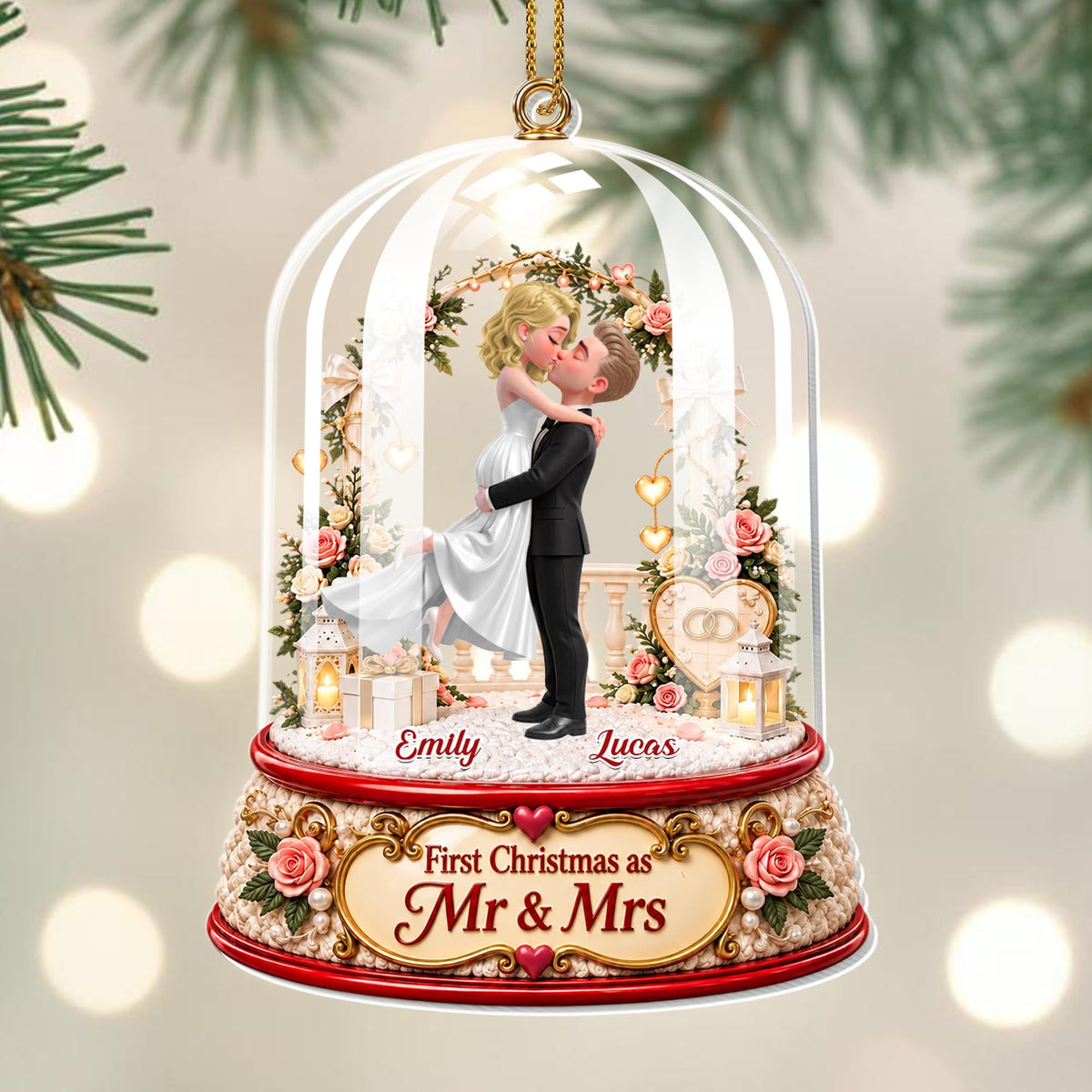 Personalized First Christmas Mr and Mrs Acrylic Ornament