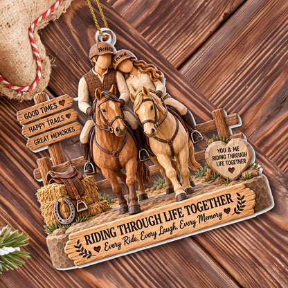Good Times Happy Trails Riding Through Life Together With Horses - Personalized Custom Acrylic Ornament, Christmas Gift - CPL2271_ACO